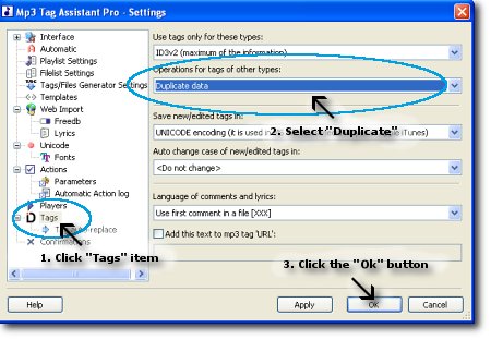 Tag synchronize settings