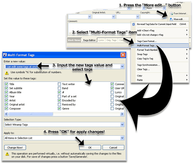 Edit multiple MP3 tags example