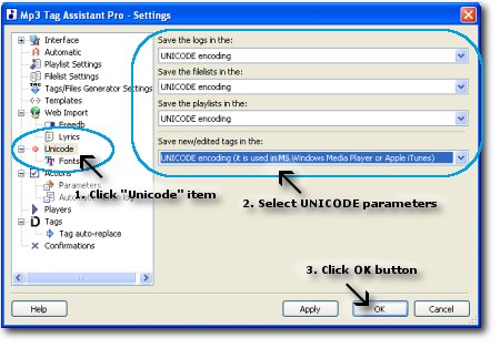 UNICODE settings